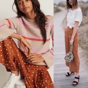 Anthropologie Polka Dot Wide Leg Pants